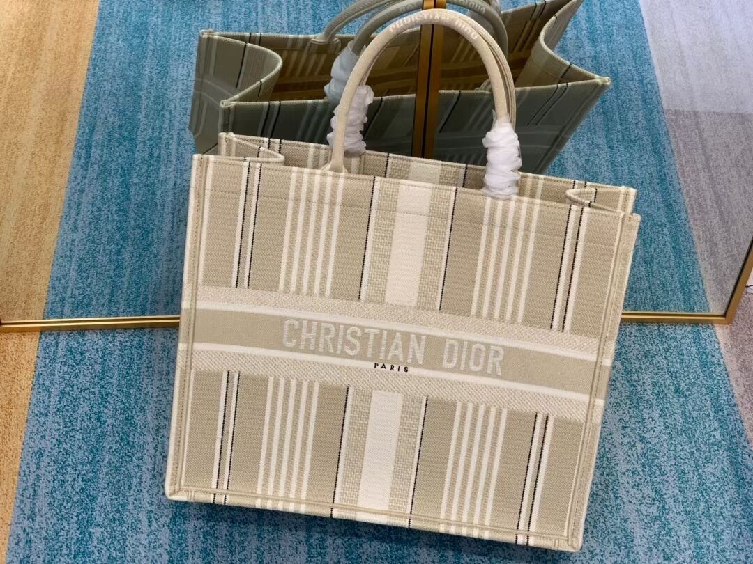 DIOR BOOK TOTE Beige Stripes Embroidery M1286Z JH06787kN56