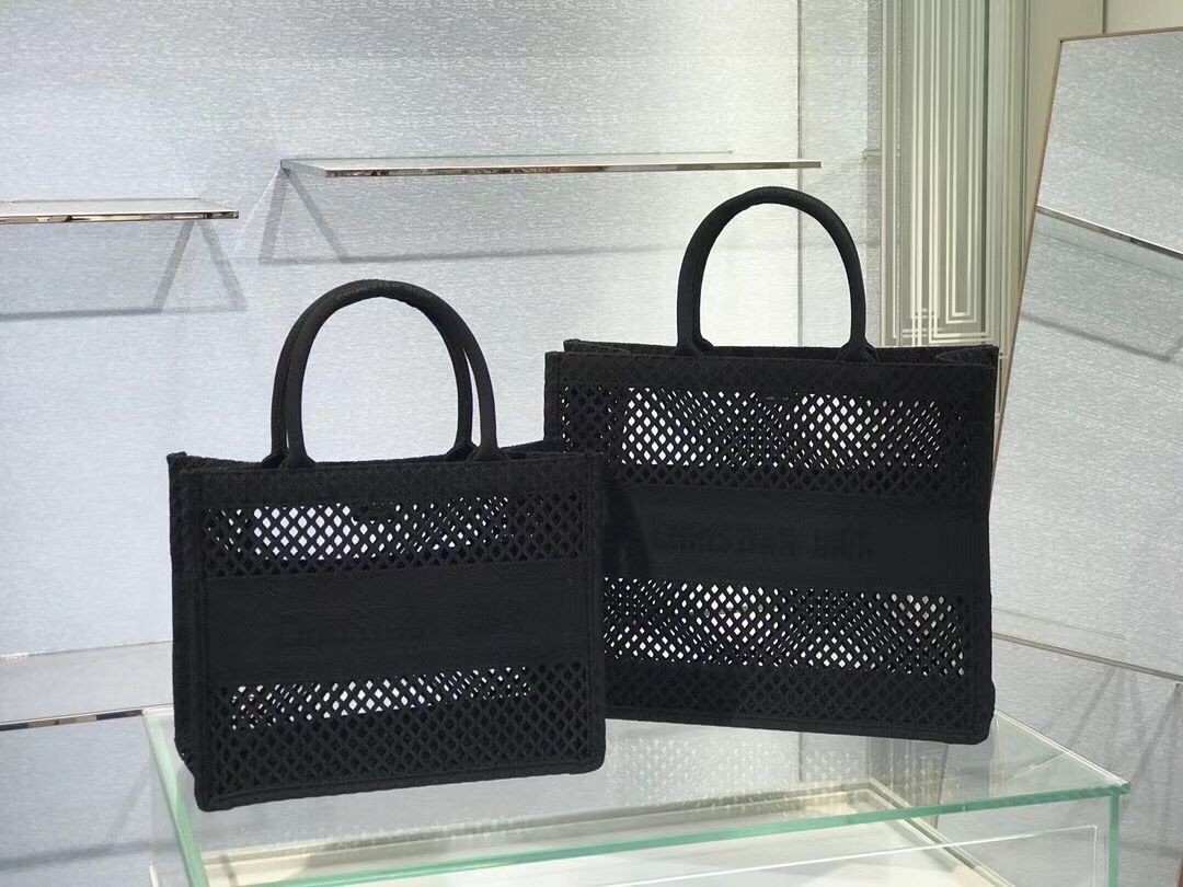 DIOR BOOK TOTE Black Mesh Embroidery M1286Z JH06908gz34