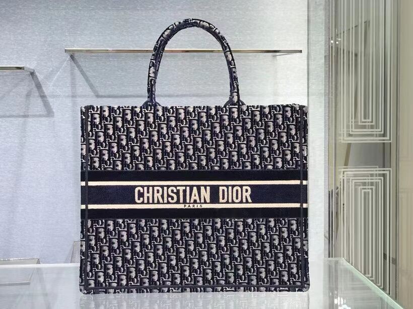 DIOR BOOK TOTE blue Dior Oblique Embroidered Velvet M1286Z JH06858gC81