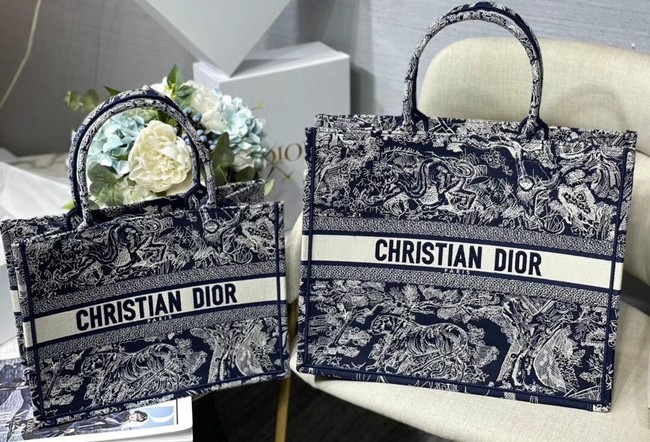 DIOR BOOK TOTE Blue Toile de Jouy Reverse Embroidery M1286ZR JH06728Nx98
