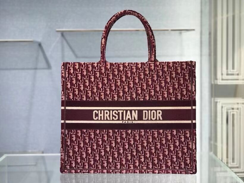 DIOR BOOK TOTE Burgundy Dior Oblique Embroidered Velvet M1286Z JH06853ix60