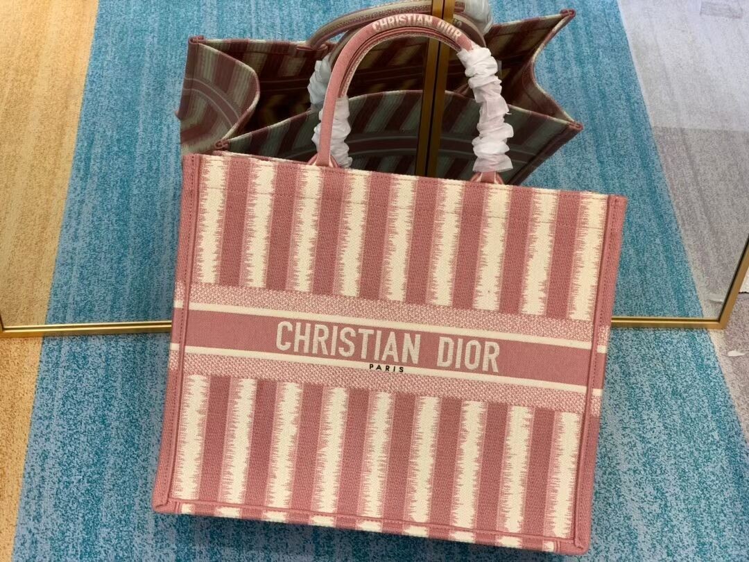 DIOR BOOK TOTE D-Stripes Embroidery M1286 Pink JH06789ty35