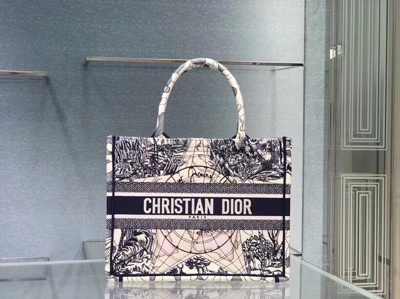 DIOR BOOK TOTE EMBROIDERED CANVAS BAG C1287-18 JH06939eW69