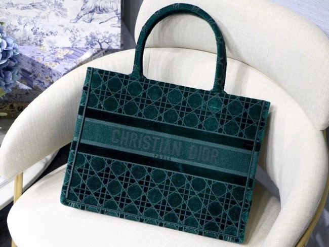 DIOR BOOK TOTE green Cannage Embroidered Velvet M1287Z JH06884xA12