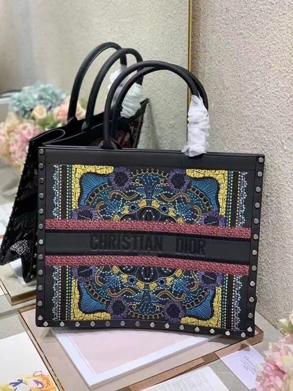DIOR BOOK TOTE Multicolor Mizza Embroidery M1286ZRHM JH06726vD13