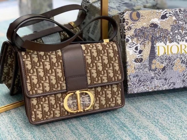 DIOR BOOK TOTE SMALL Oblique Embroidered M1296ZW Brown JH06896eq83
