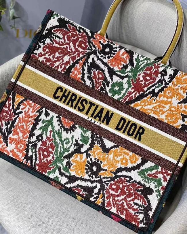 DIOR BOOK TOTE Yellow Multicolor Dior Paisley Embroidery M1286Z JH06779Nq93