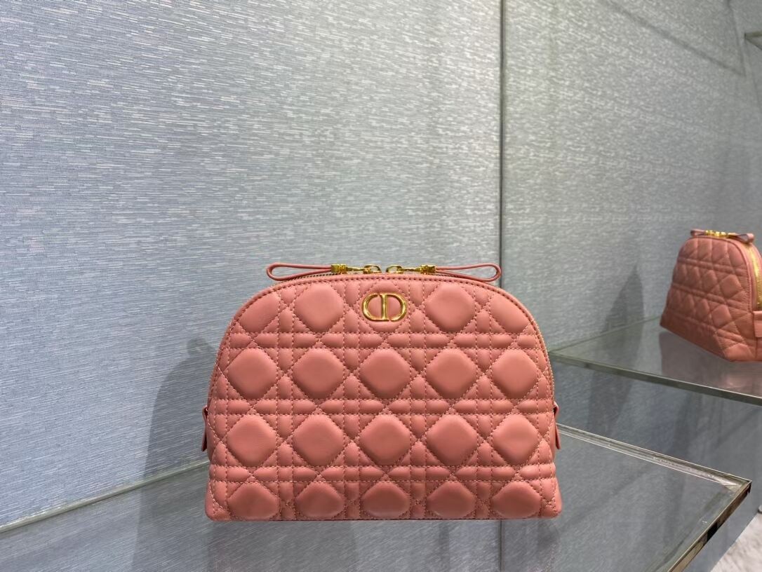 DIOR CARO BEAUTY POUCH Cannage Lambskin S5047 pink JH06758dA83