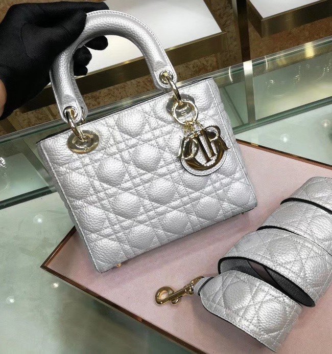 Dior LADY DIOR CALFSKIN BAG M0575 Silvery white JH07069Ai60