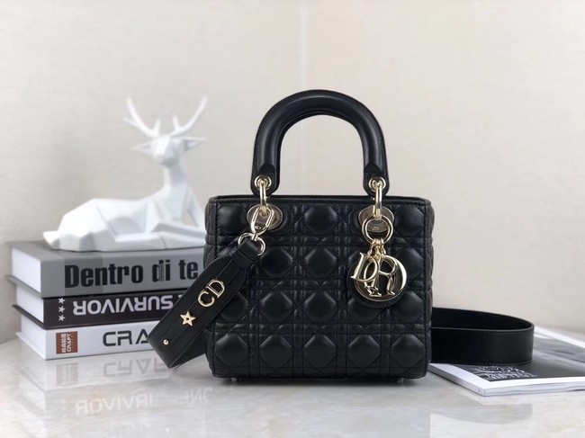 Dior lucky badges Original sheepskin Tote Bag A88035 black JH07318Nx98