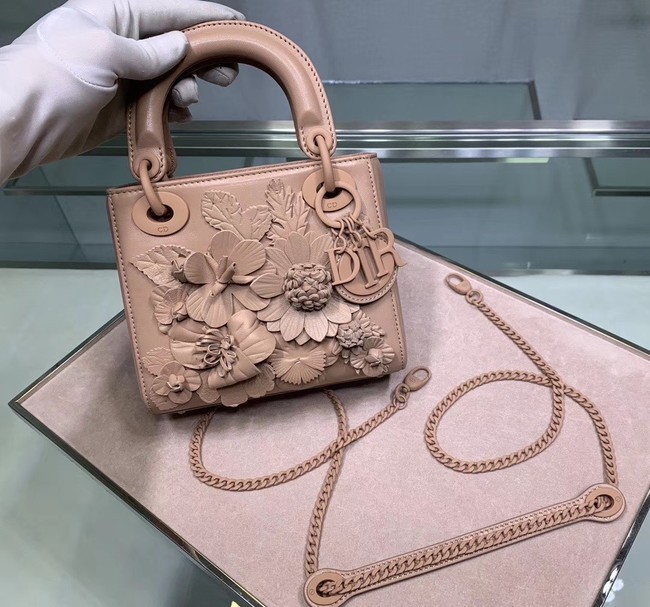 Dior MINI LADY DIOR CALFSKIN BAG Flower M0505 Nude JH07108uK17