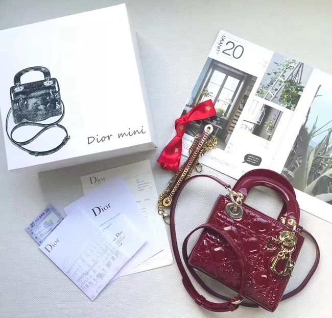 Dior MINI LADY DIOR CALFSKIN BAG M0505O burgundy JH07260ZL98