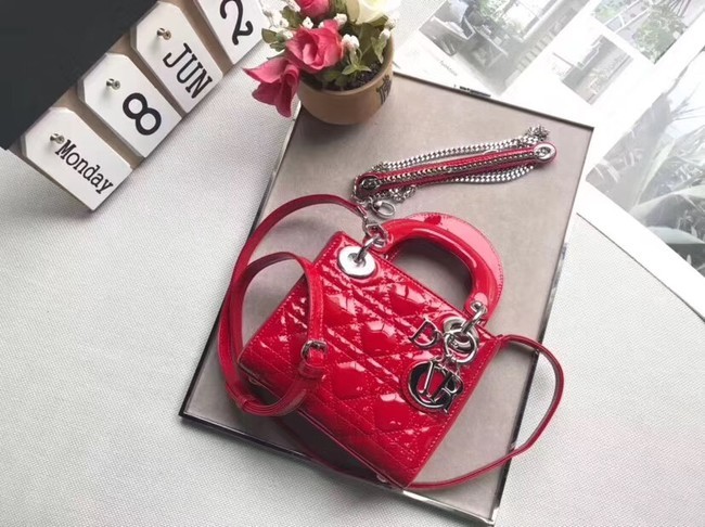 Dior MINI LADY DIOR CALFSKIN BAG M0505O cherry red JH07261UZ79