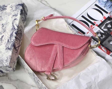 Dior MINI SADDLE BAG M447S Velvet pink JH07205Wc12