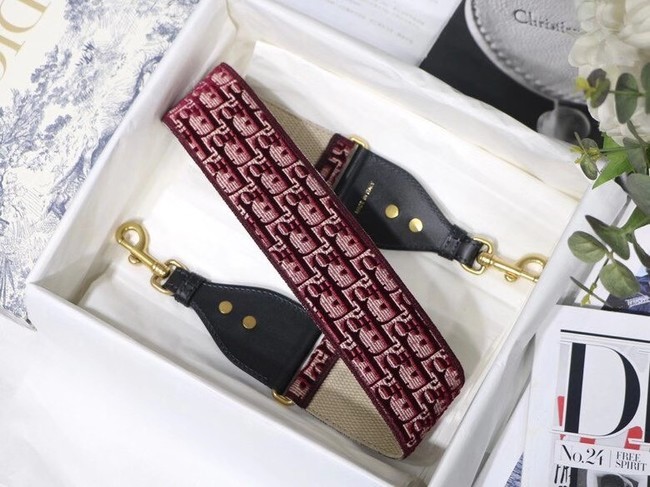 Dior Oblique Embroidered Velvet SHOULDER STRAP S8540CWVF-3 Burgundy JH06899sz95