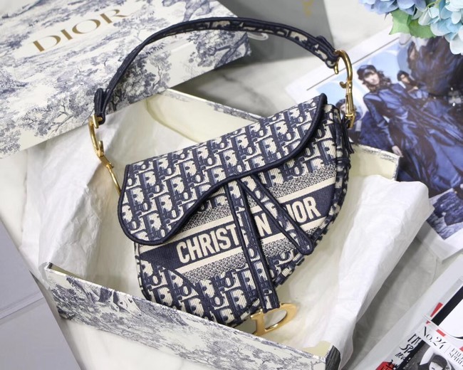Dior SADDLE DENIM CANVAS BAG M928 denim blue JH07181pE71