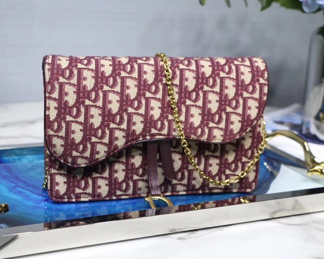 Dior SADDLE DENIM CANVAS BAG S5614 burgundy JH07147eR54