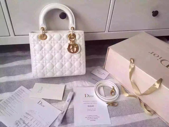 Dior Small Lady Dior Bag Patent Leather 5502 White JH07671ha26