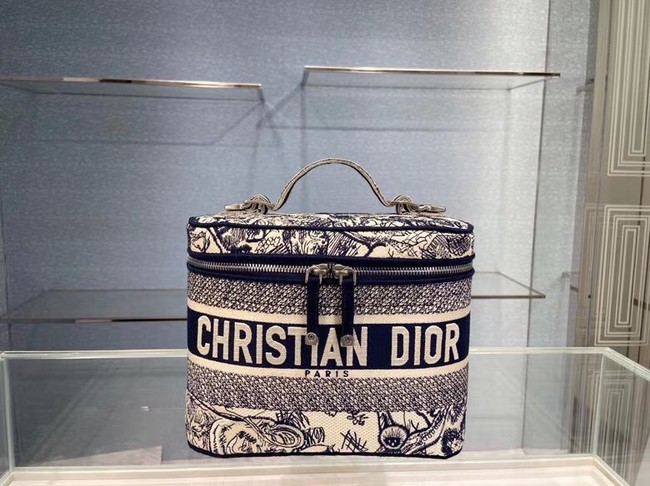 Dior Toile de Jouy Embroidery DIORTRAVEL VANITY CASE S5480V Blue JH06834DV39