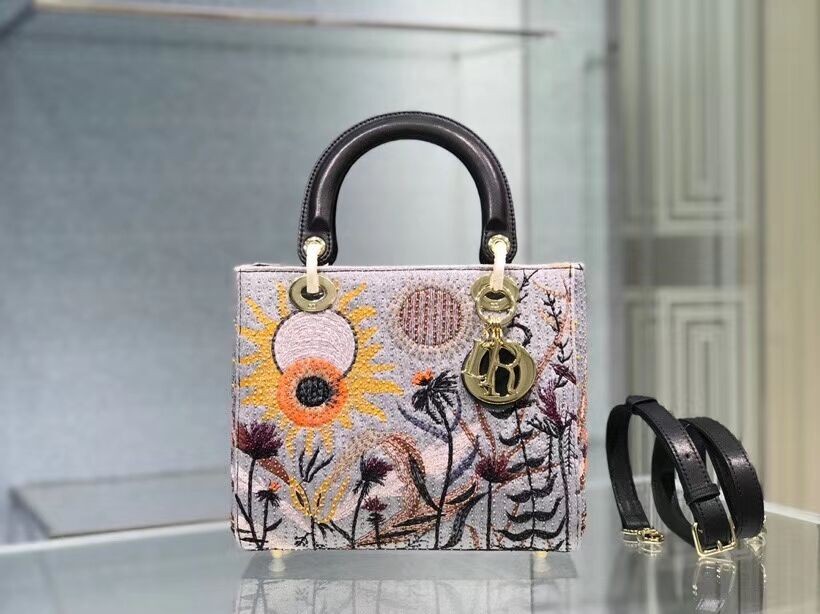 DIOR TOTE EMBROIDERED CANVAS BAG CA0111-1 JH06938fN93