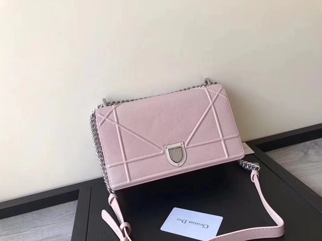 DIORAMA FLAP BAG IN POWDER PINK GRAINED CALFSKIN WITH LARGE CANNAGE DESIGN JH07586TK61