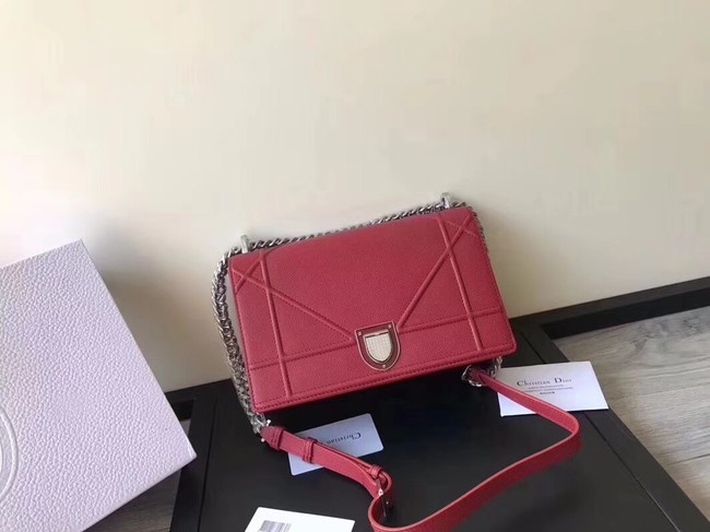 DIORAMA FLAP BAG IN RED GRAINED CALFSKIN WITH LARGE CANNAGE DESIGN M0422 JH07584zm75