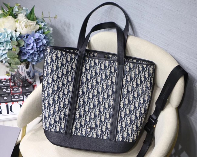 Fake 1:1 DIOR TOTE BAG IN EMBROIDERED CANVAS C1333 black JH07158pg57