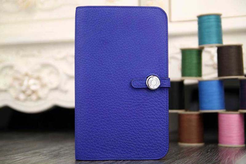 Fake 2015 Hermes new model original leather clutch 6648 brilliant blue JH01811Ty15