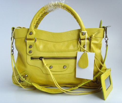 Fake balenciaga motorcycle saddle bag 33cm 084331 (yellow) JH09483zI86