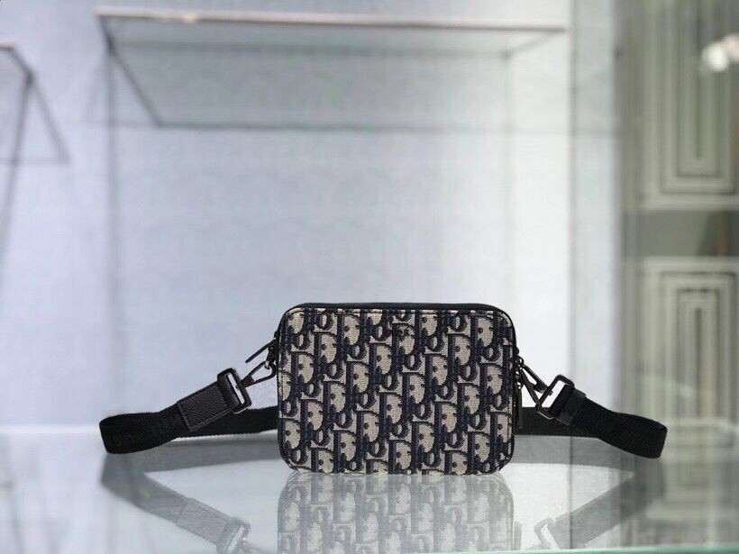 Fake Cheap Grained Black Calfskin and Dior Oblique Jacquard C1911 JH06915Wq19