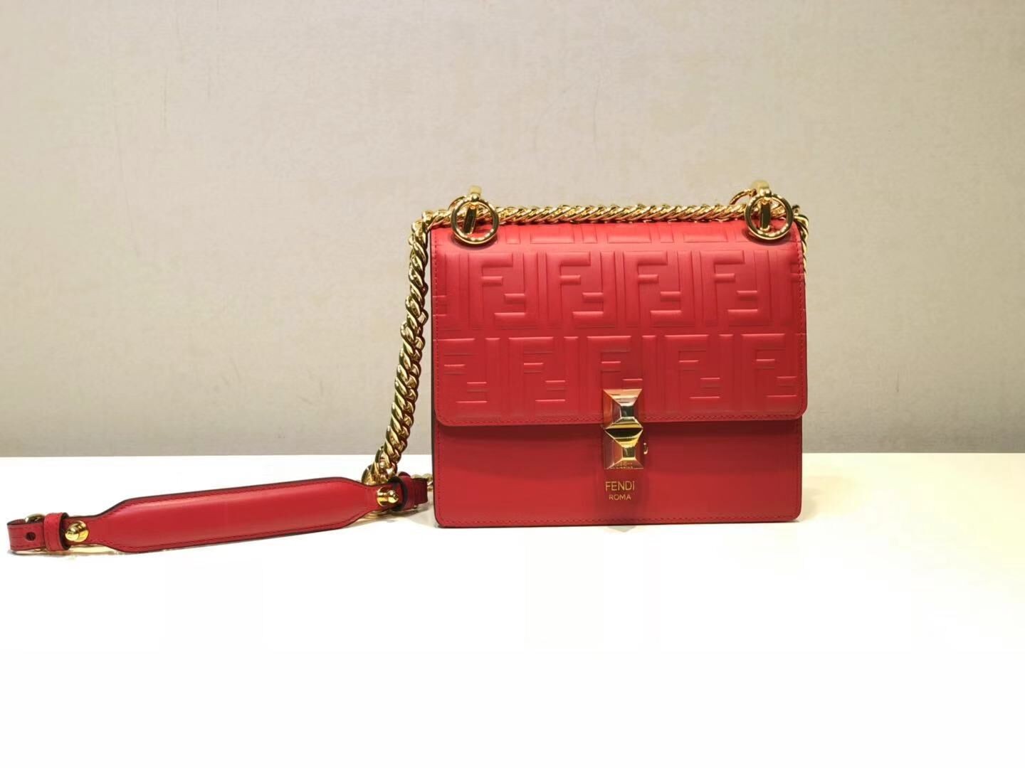 Fake Copy Fendi KAN I SMALL Multicolor fabric mini-bag 8BT0381 red JH08590Mv33
