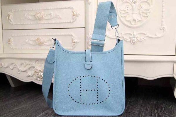 Fake Copy Hermes evelyne hot style original leather H1188 light blue JH01740Mv33