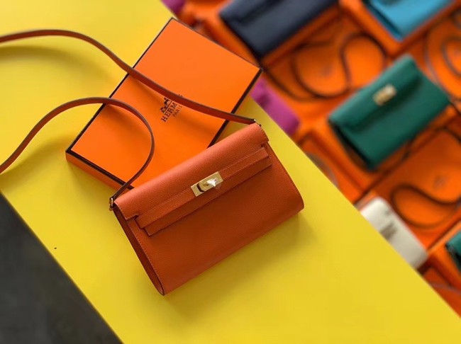 Fake Hermes Original kelly espom leather to go woc Bag H4087 orange JH01221Ty15