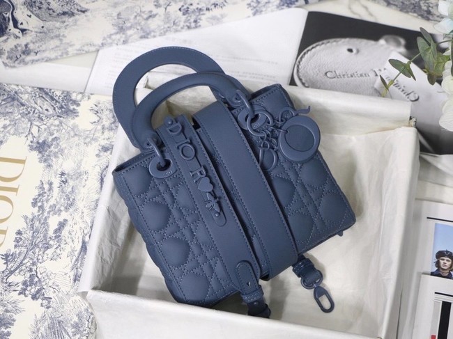 Fake LADY DIOR MY ABCDIOR BAG Dark Denim Blue Ultramatte Cannage Calfskin M0538SLOI JH06891Ty15
