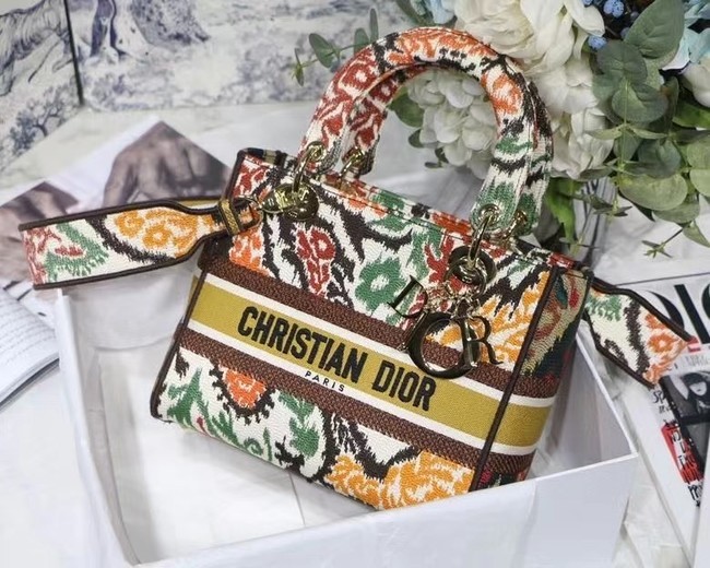 Fake MEDIUM LADY D-LITE BAG M0565O Yellow Multicolor Dior Paisley Embroidery JH06759El40