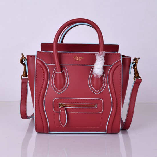Fashion Celine Luggage Nano Bag Original Leather 8802-9 Burgundy JH06320Rn14