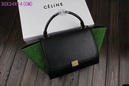 Fashion Celine Trapeze Bag Original Leather 3342-1 black&green JH06511JD28