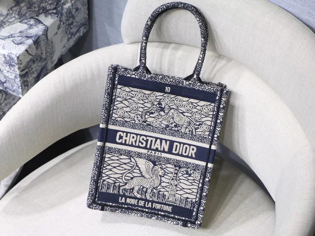 Fashion SUN VERTICAL DIOR BOOK TOTE TAROT EMBROIDERED CANVAS BAG M1272Z-4 JH07114EB73