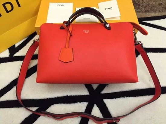 Fendi BY THE WAY Bag Calfskin Leather 55208 Orange&Burgundy JH08769aP53