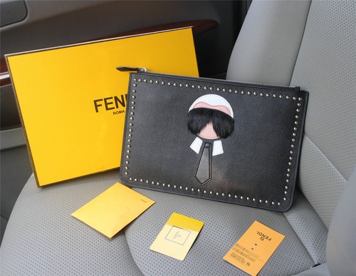 Fendi clutch original leather 20159 black JH08770Nm15