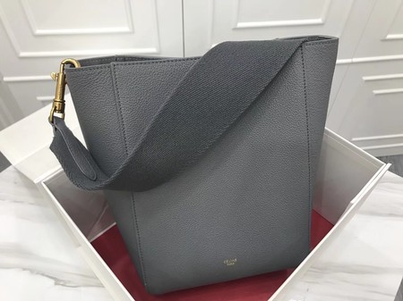 First-class Quality Celine Seau Sangle Original Calfskin Leather Shoulder Bag 3370 dark gray JH06122JF90