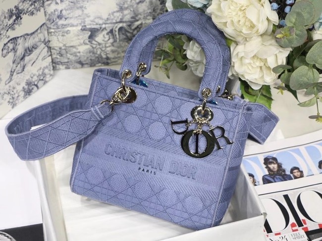 First-class Quality MEDIUM LADY D-LITE BAG Denim Blue Cannage Embroidery M0565OR JH06883Vu63