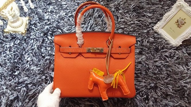 Hermes Birkin 30CM tote bags litchi leather H30 orange JH01731fH28