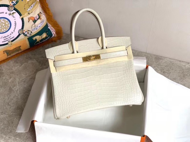 Hermes Birkin Bag Original Leather crocodile HBK35 white JH01193Lg61