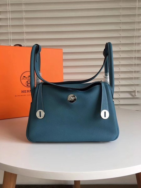 Hermes Lindy togo Original Leather Shoulder Bag 5086 dark blue JH01603cx21