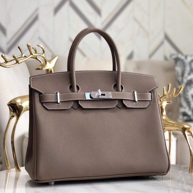 Hermes original Epsom Leather HB35O grey&silver Metal JH01247fo19
