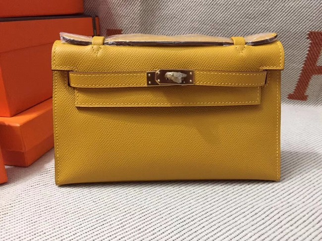 Hermes original epsom leather kelly Tote Bag KL2833 yellow JH01479Qu69