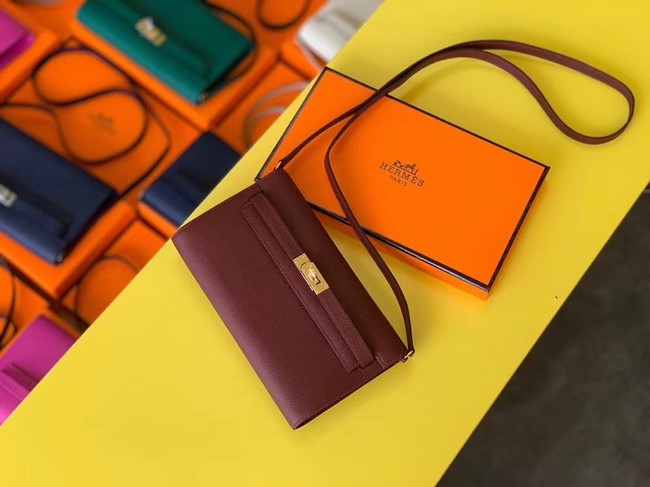 Hermes Original kelly espom leather to go woc Bag H4087 Burgundy JH01217Bz34