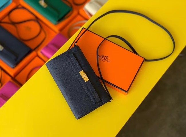 Hermes Original kelly espom leather to go woc Bag H4087 royal blue JH01222jW13