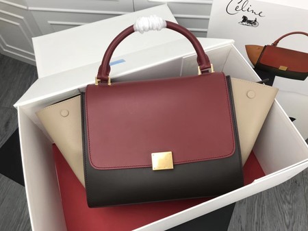 High Quality Fake Celine Trapeze Bag Original Leather 3342 Red black cream JH06160WC64